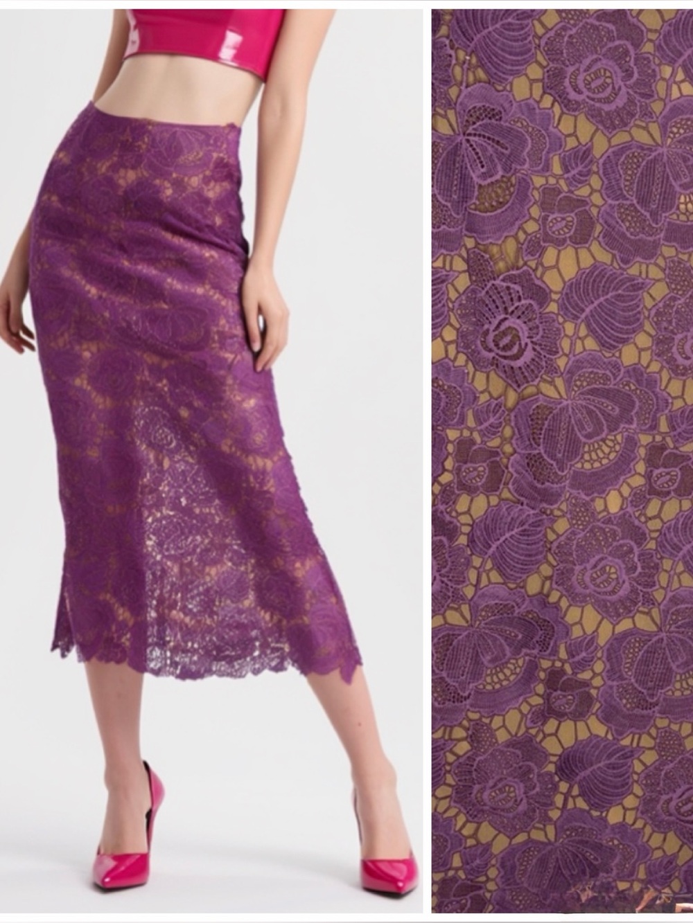 New Rococo Sand Lavender Garden Guptiere Lace Skirt Small